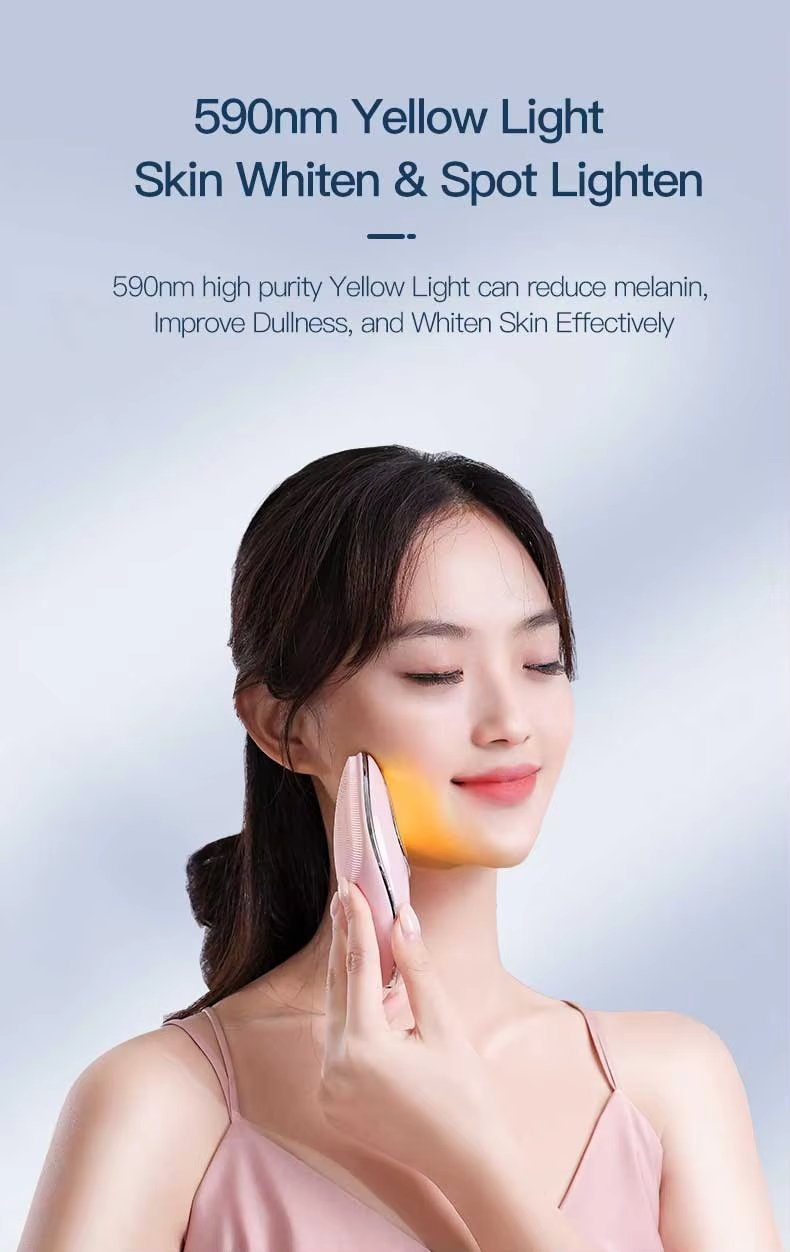 Red Light Therapy Beauty Device Electric Face Clean Silicon Cleanser 2 in 1 Facial Cleansing and Skin Rejuvenation Face Cleansing Brush