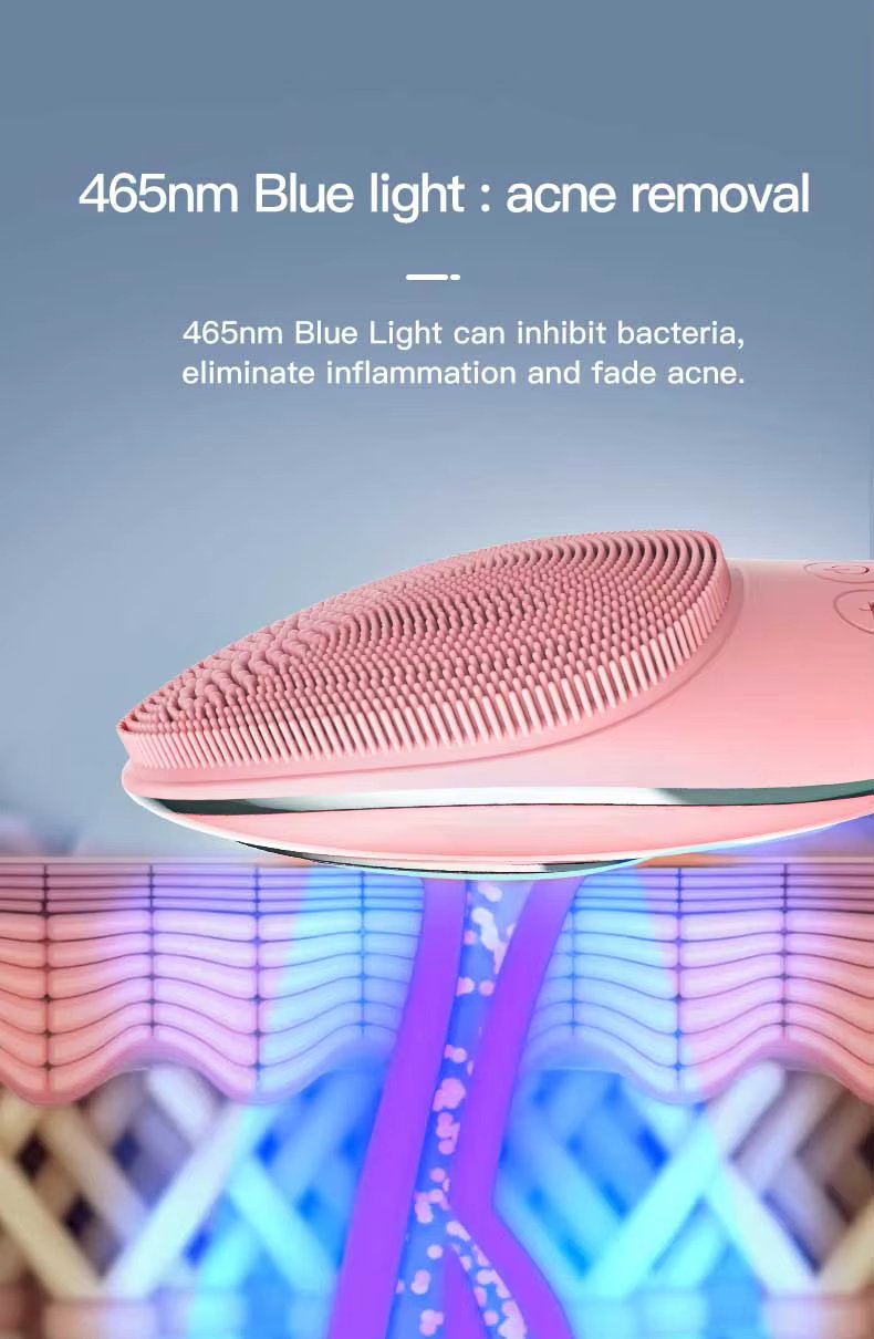 Red Light Therapy Beauty Device Electric Face Clean Silicon Cleanser 2 in 1 Facial Cleansing and Skin Rejuvenation Face Cleansing Brush