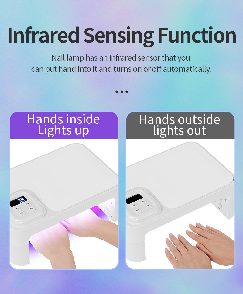 180W UV LED Nail Lamp Dryer with 66pcs Lamp Beads Portable Nail Lamp for Gel Polish Curing Manicure Pedicure Salon