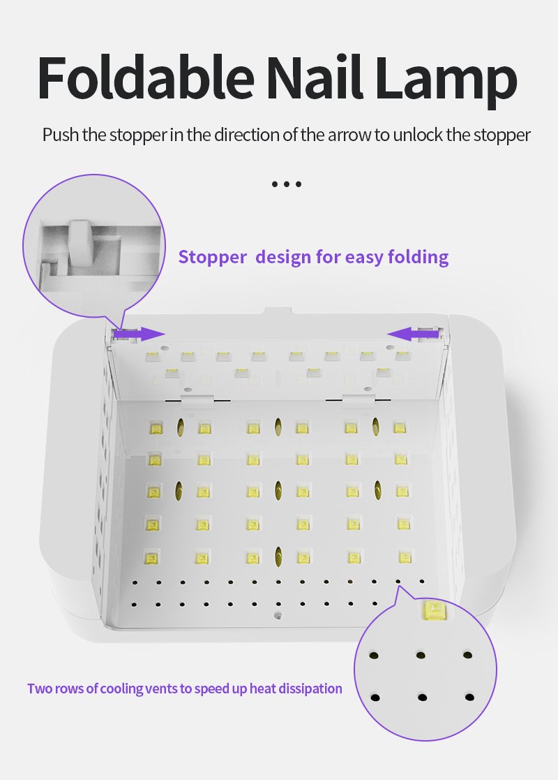 180W UV LED Nail Lamp Dryer with 66pcs Lamp Beads Portable Nail Lamp for Gel Polish Curing Manicure Pedicure Salon