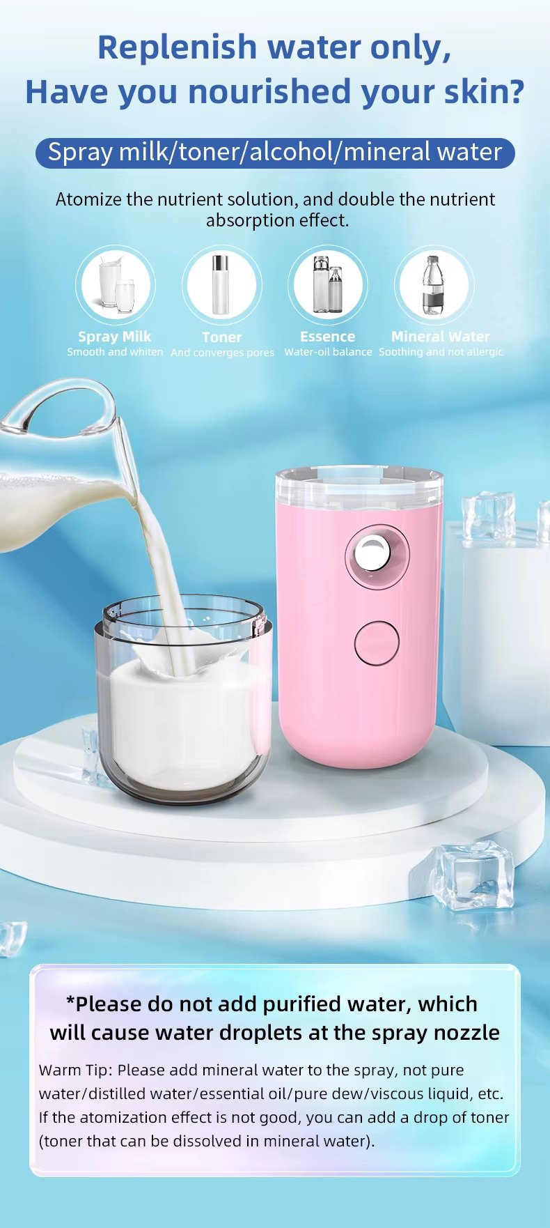 30ML Portable Mini Ionic Nano Sprayer Mister Beauty Spa Facial Steamer