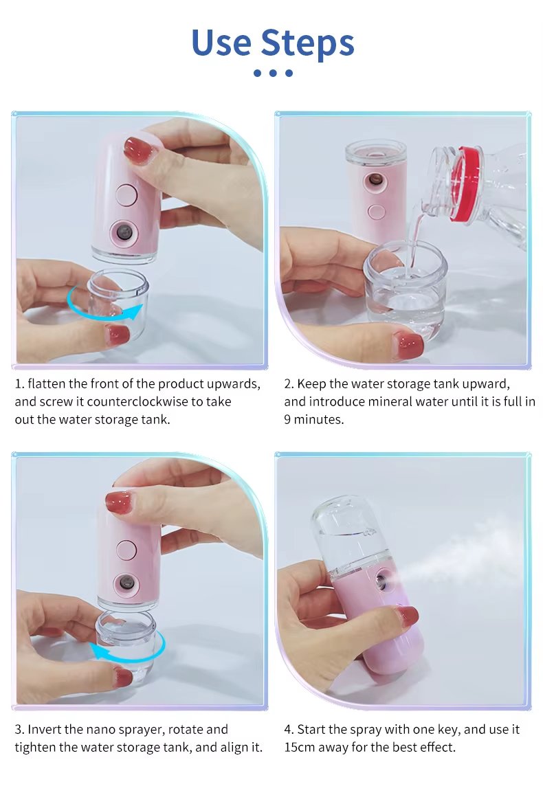30ML Portable Mini Ionic Nano Sprayer Mister Beauty Spa Facial Steamer