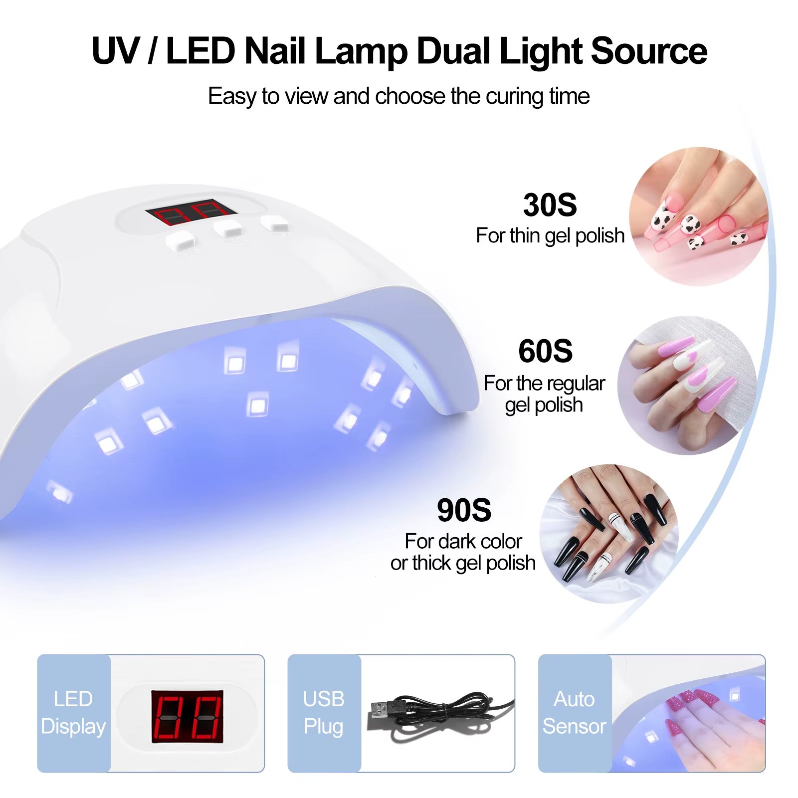 54W High Power Quick Dry UV LED Nail Lamp Nail Gel Dryer Machine