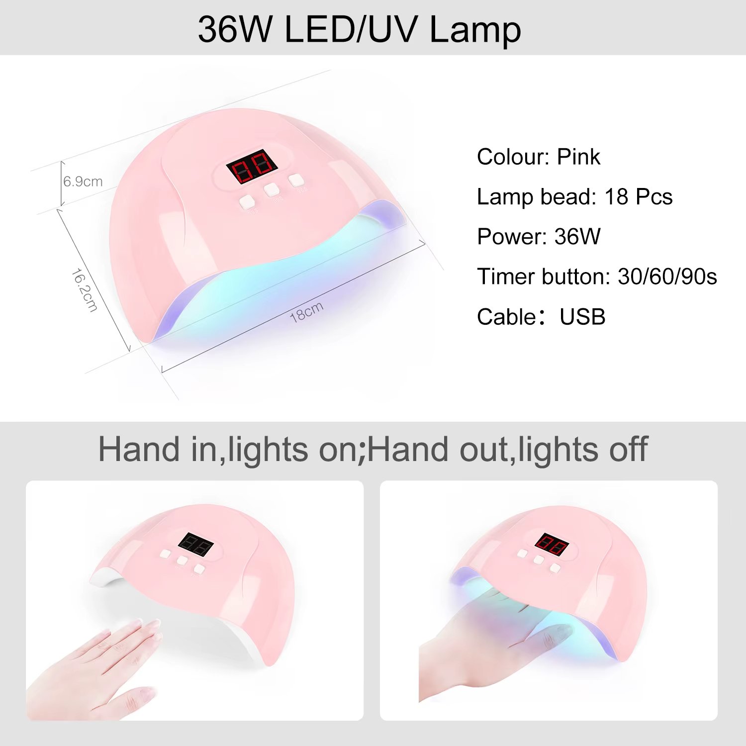 54W High Power Quick Dry UV LED Nail Lamp Nail Gel Dryer Machine