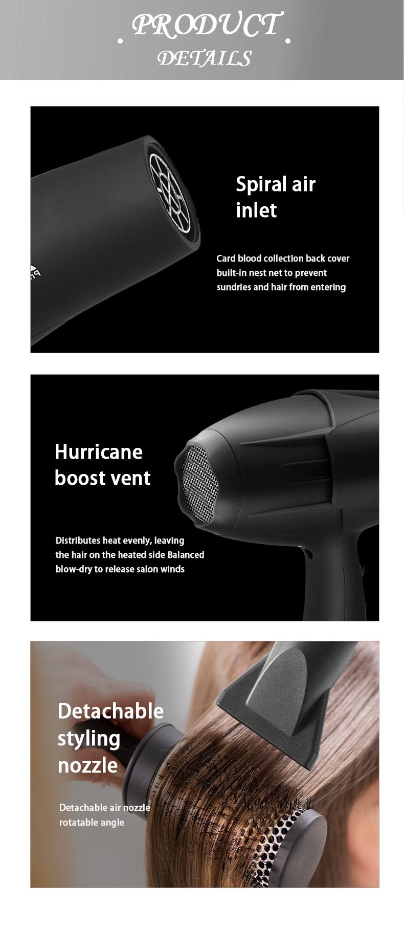 Hair Dryer 2500W Strong Power with Ionic High Speed Hair Protection