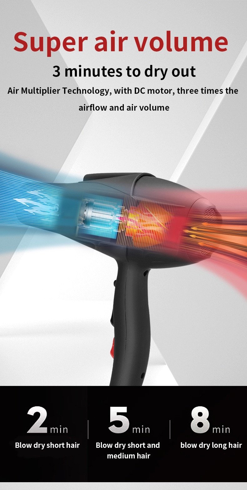 Hair Dryer 2500W Strong Power with Ionic High Speed Hair Protection