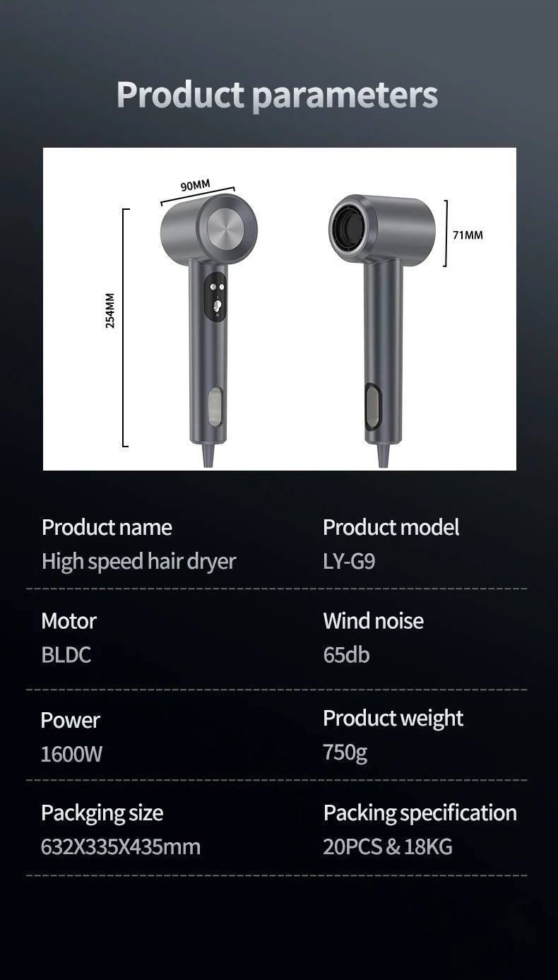 High Power Professional Negative 110000Rpm Ion High Speed Hair Dryer with Diffuser for Hotel Use
