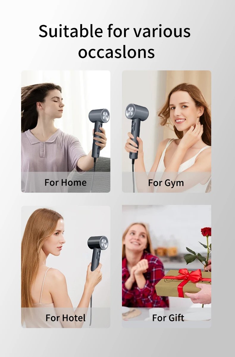High Power Professional Negative 110000Rpm Ion High Speed Hair Dryer with Diffuser for Hotel Use