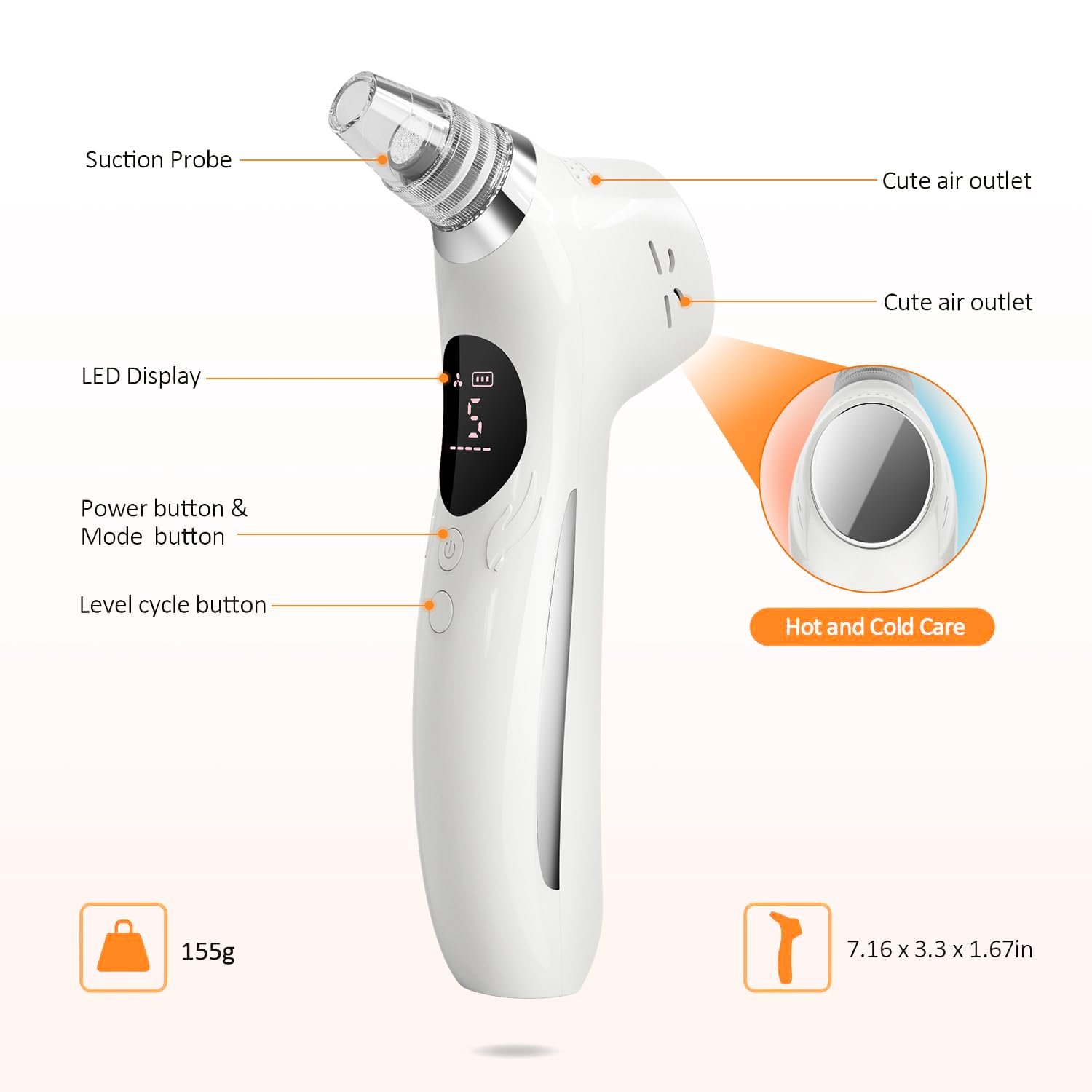 Hot and Cold Compress Pore Vacuum Blackhead Remover Large Battery Face Extractor