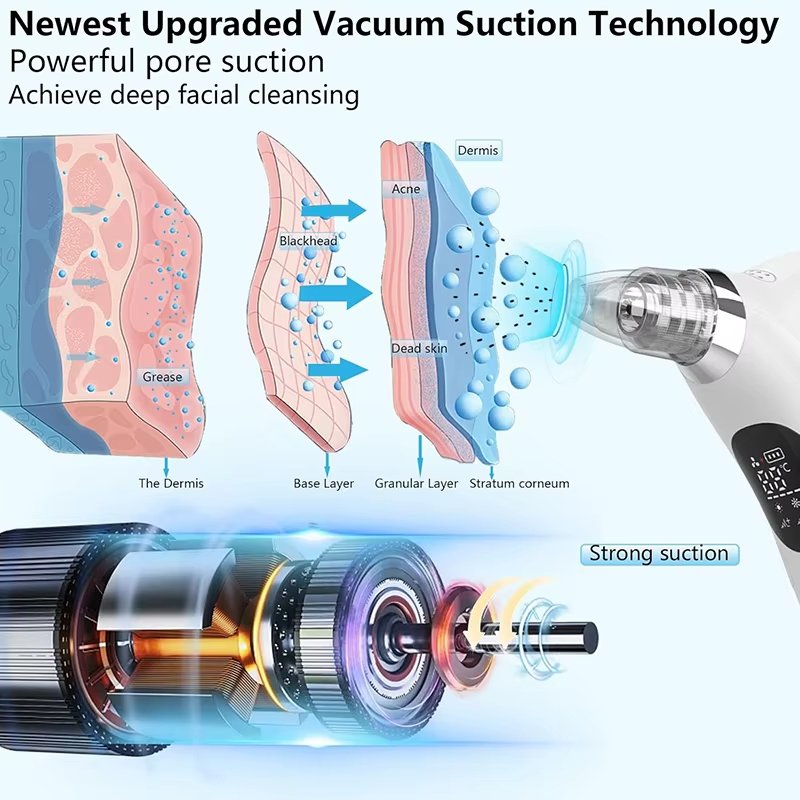 Hot and Cold Compress Pore Vacuum Blackhead Remover Large Battery Face Extractor