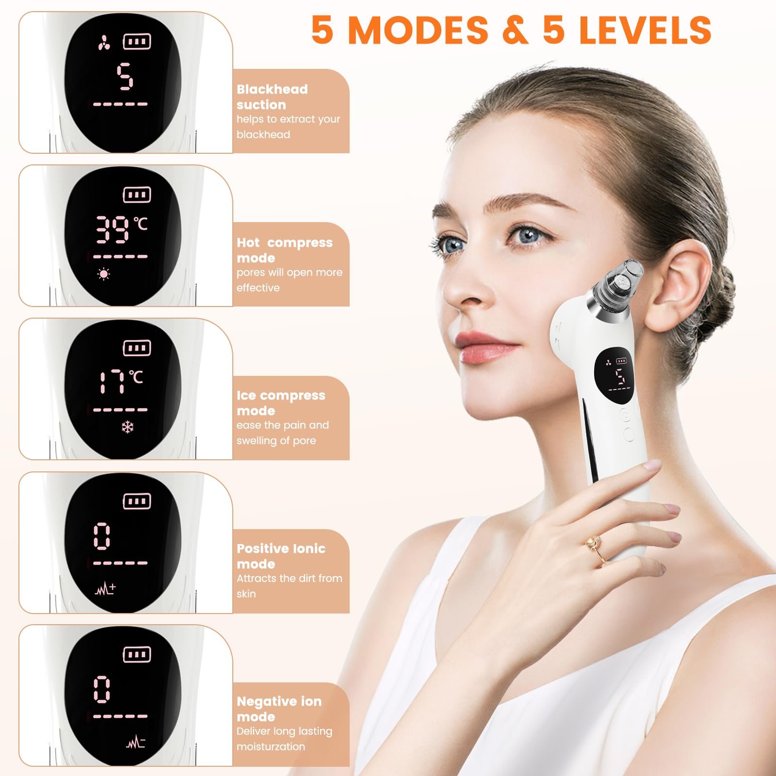 Hot and Cold Compress Pore Vacuum Blackhead Remover Large Battery Face Extractor
