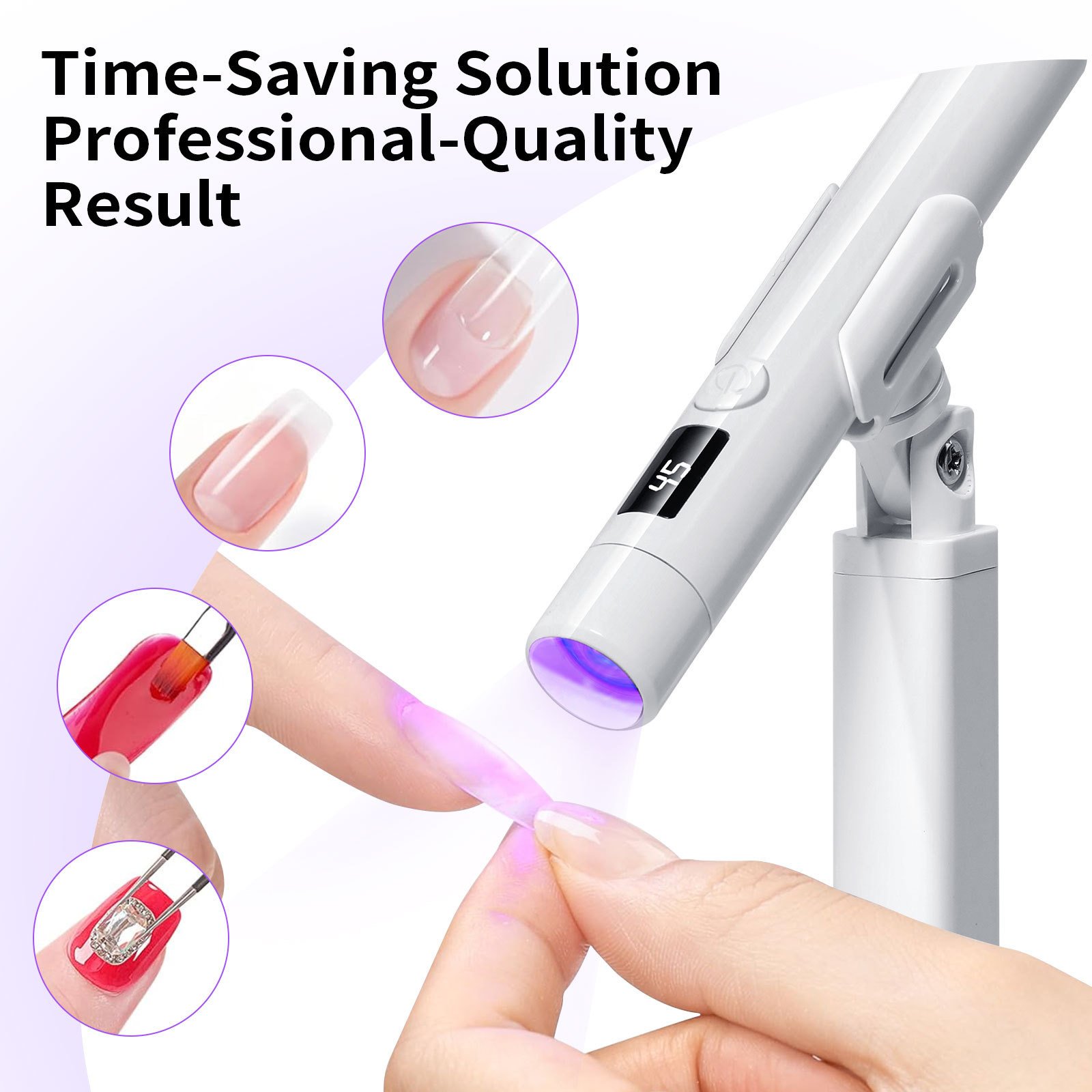 Nail DIY Manicure UV Lamp LCD Screen Fast Curing Mini Nail Dryer with Magnetic Stand
