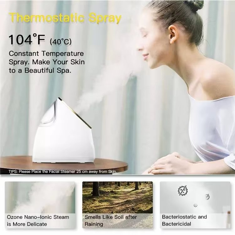 Nano Ionic Facial Steamer Home Spa Beauty Equipment Facial Vaporizador Warm Mist