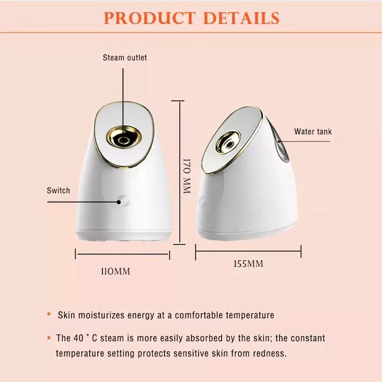 Nano Ionic Facial Steamer Home Spa Beauty Equipment Facial Vaporizador Warm Mist