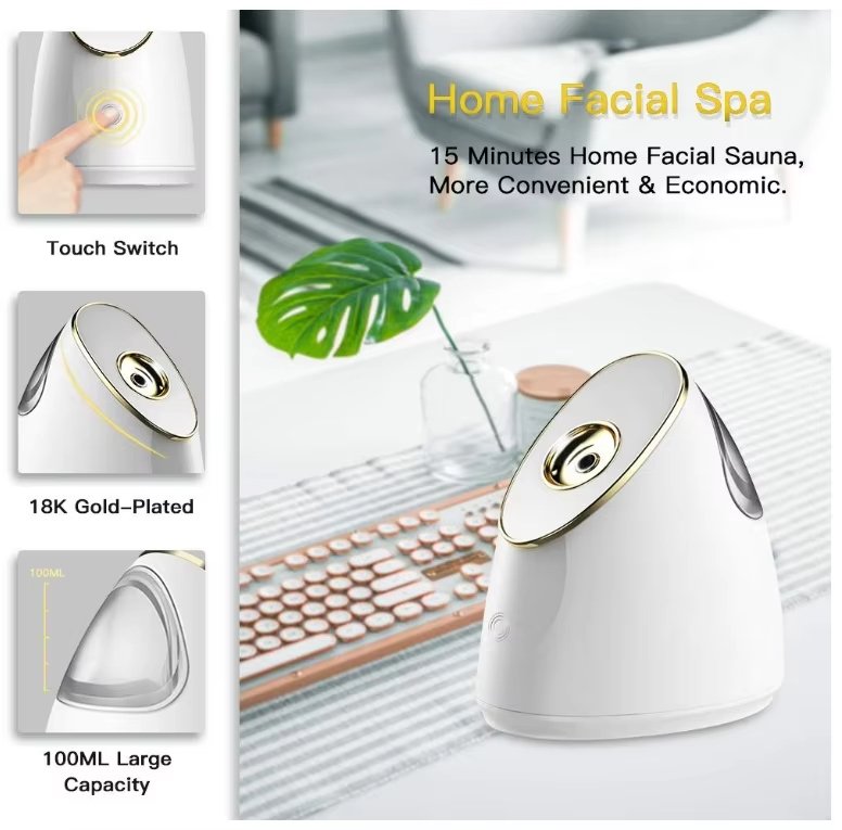 Nano Ionic Facial Steamer Home Spa Beauty Equipment Facial Vaporizador Warm Mist