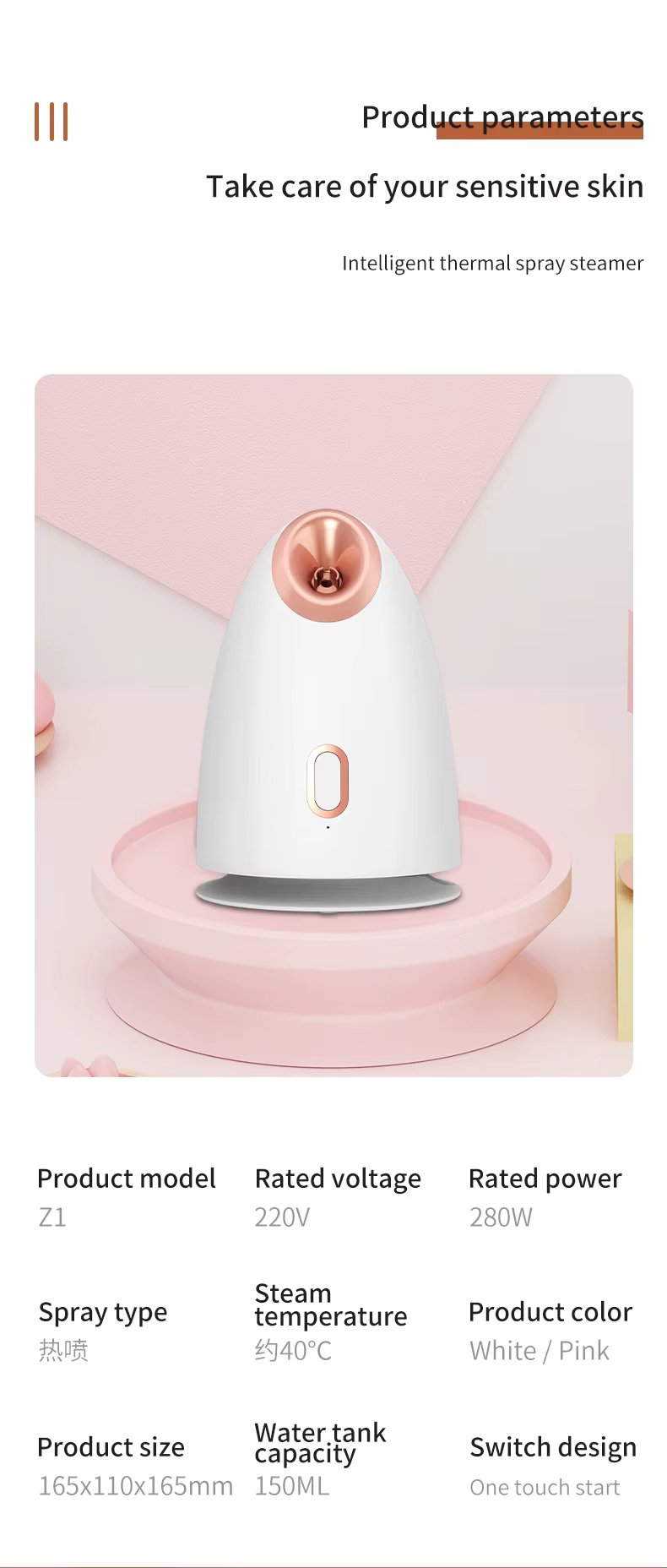 Portable Facial Steamer Ionic Mist Humidifier Spa Facial Skincare