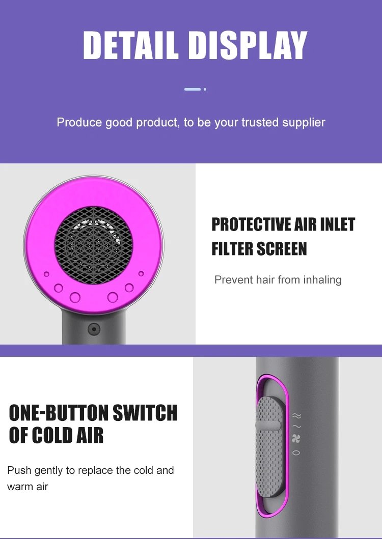 Strong Wind Professional Hot Cold Wind Electric Fast Drying Low Noise Constant Temperature Control Home Salon Hair Dryer