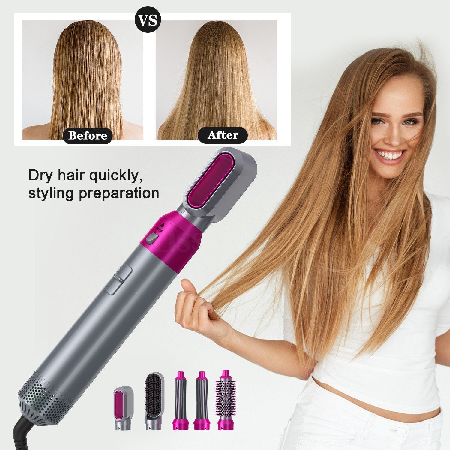 1000W 5 in 1 Professional Salon Electric Hair Dryer Hair Straightener Hair Multi Styler