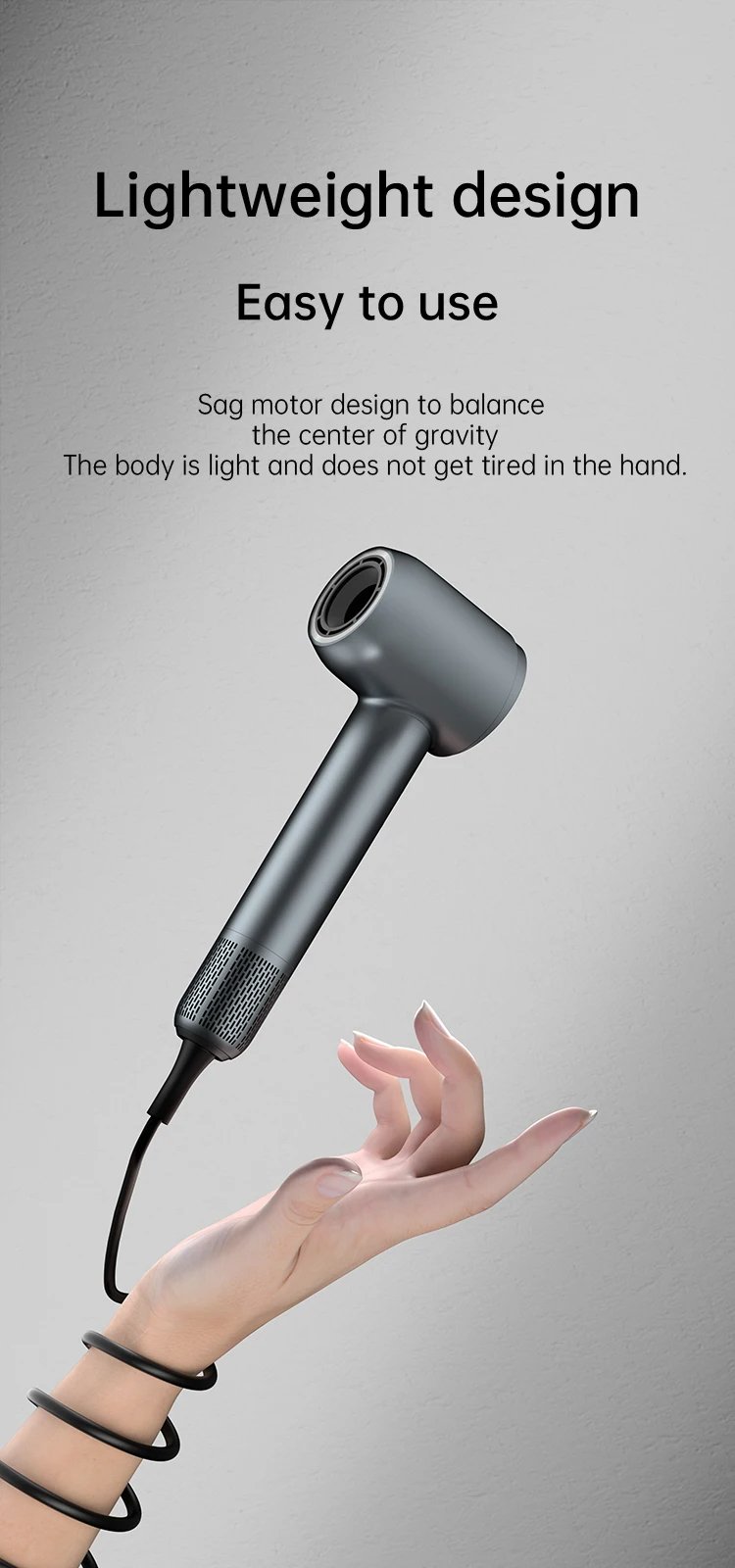 1600W High Speed Brushless Motor Negative Ionic Hot Cold Fast Drying Low Noise Hair Dryer Salon Household LED Display