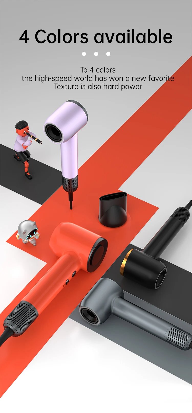 1600W High Speed Brushless Motor Negative Ionic Hot Cold Fast Drying Low Noise Hair Dryer Salon Household LED Display