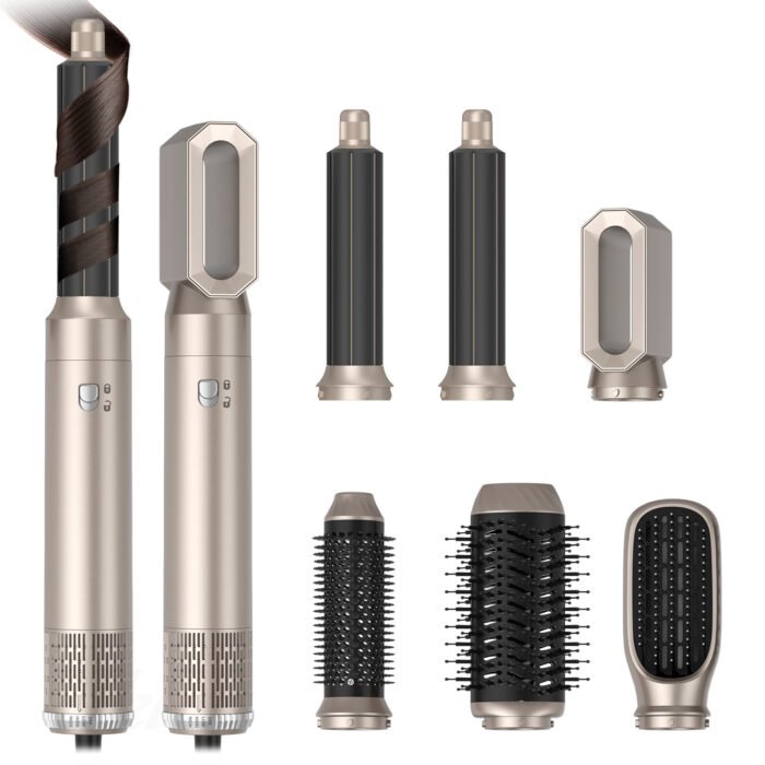 6 in 1 Ionic Hair Dryer Multi-Function Hair Styling Tool One Step Curling Iron Hair Straightener Brush