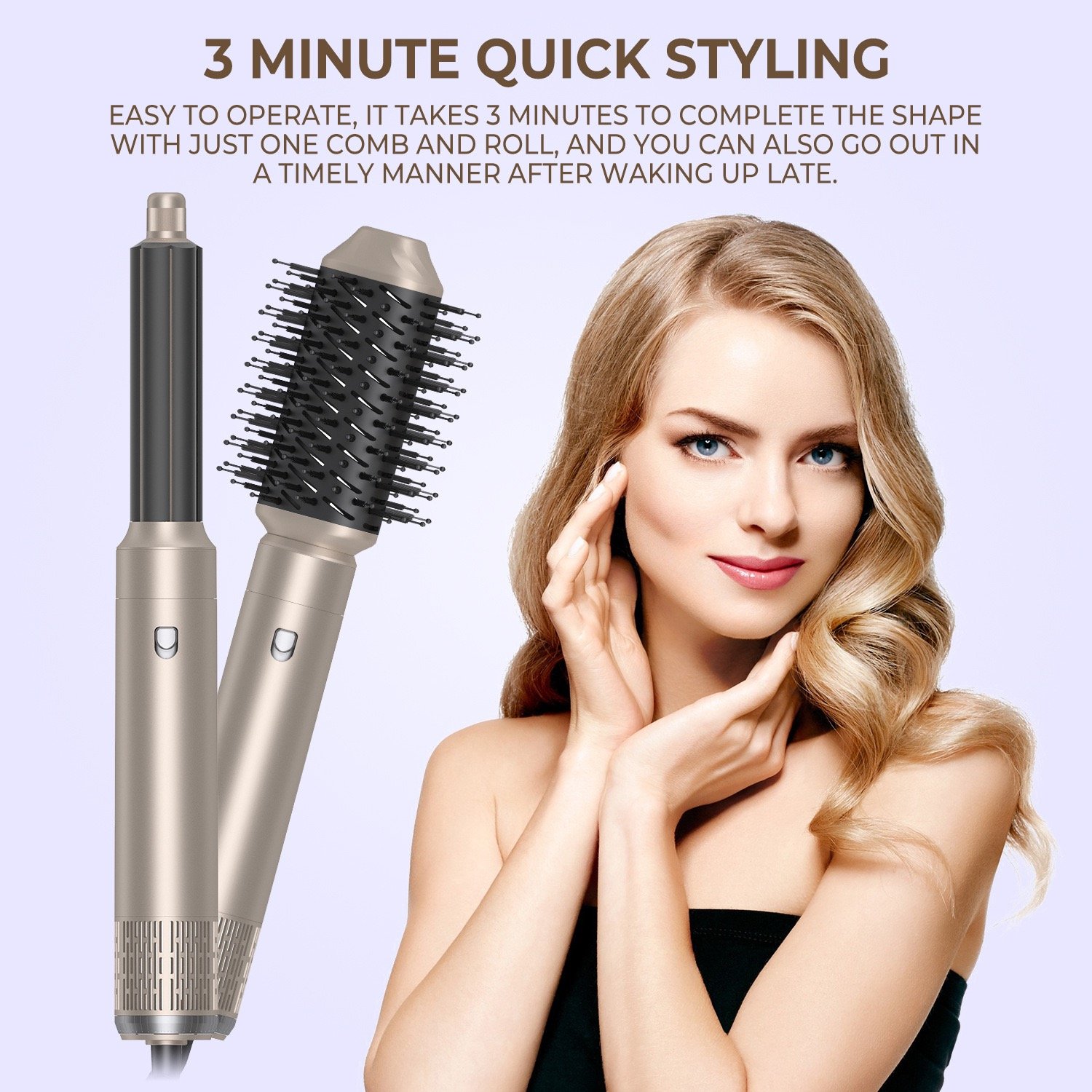 6 in 1 Ionic Hair Dryer Multi-Function Hair Styling Tool One Step Curling Iron Hair Straightener Brush