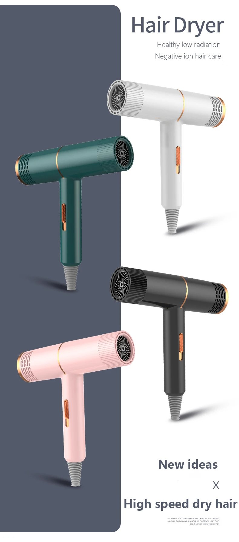 Fashion Strong Wind Portable Constant Temperature Hair Dryer Hot Air and Cold Air Salon Dryer