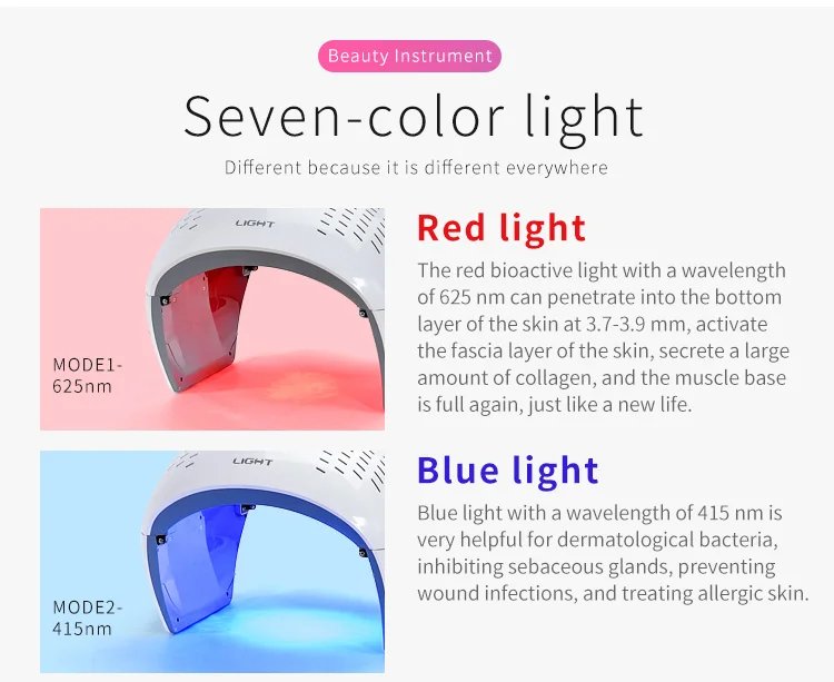 Foldable Design 7 Colors PDT LED Light Therapy Machine for Face Lifting
