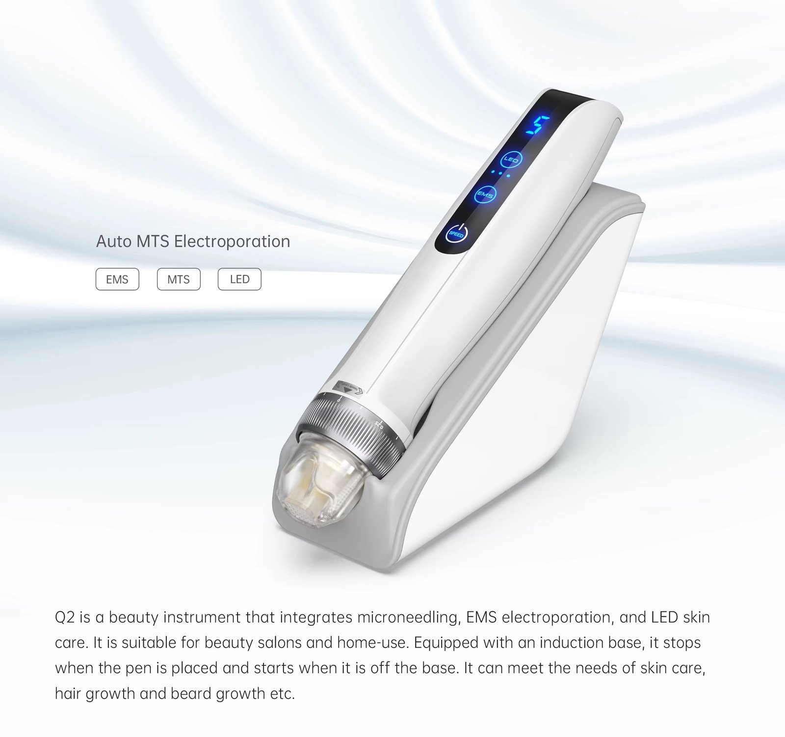 Microcurrent Electronic Pen LED Light Therapy Gold Needle EMS for Body Targeted Hair Growth Skin Rejuvenation