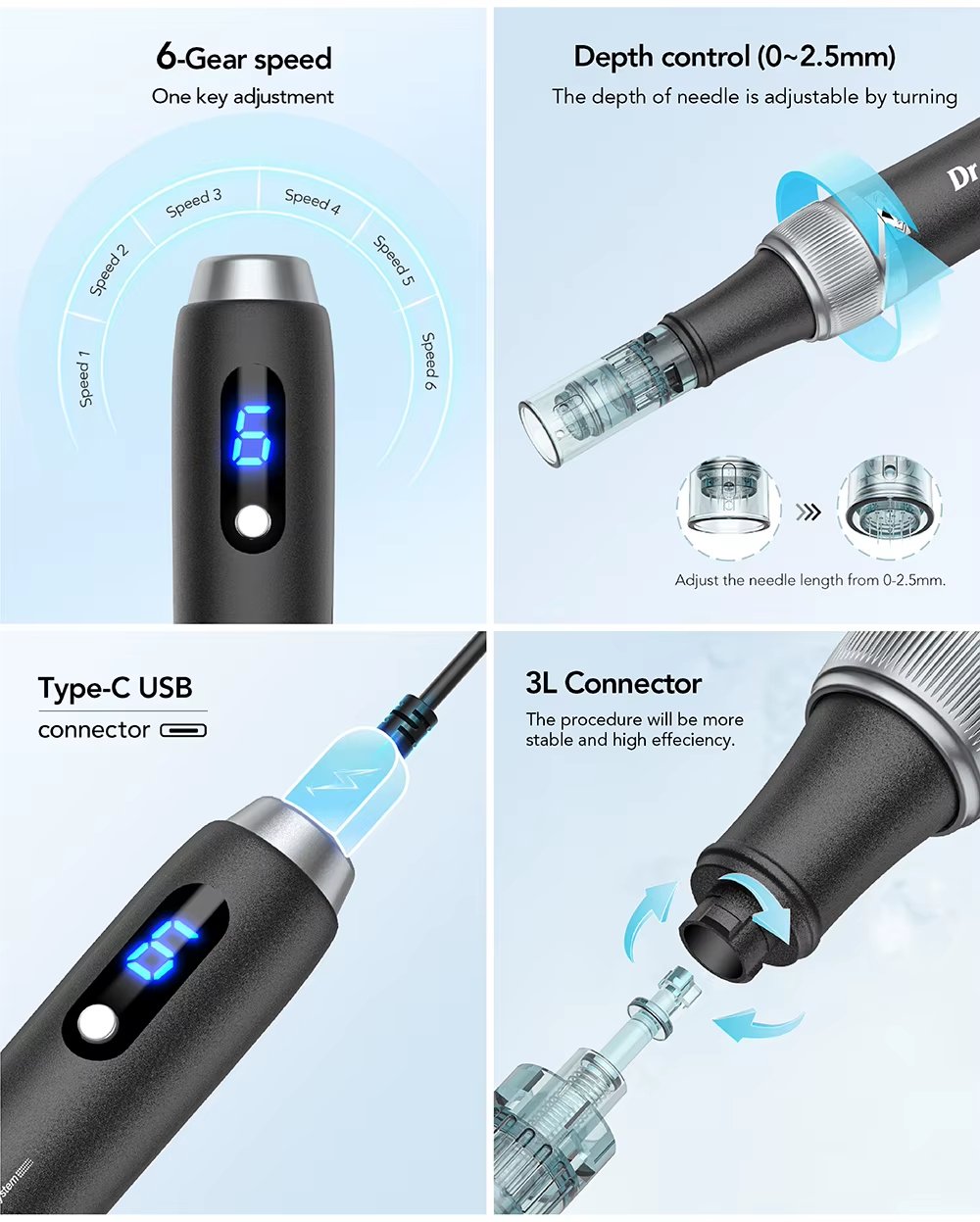 Microneedle Pen Face Care Tool Beauty Device for Acne Treatment Tighten Skin