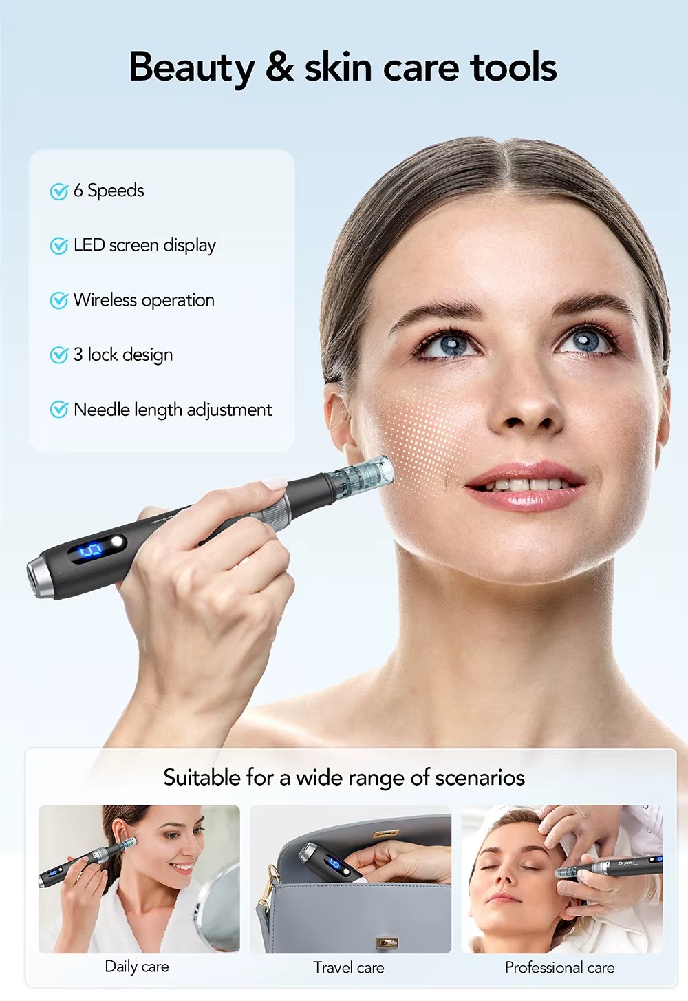 Microneedle Pen Face Care Tool Beauty Device for Acne Treatment Tighten Skin