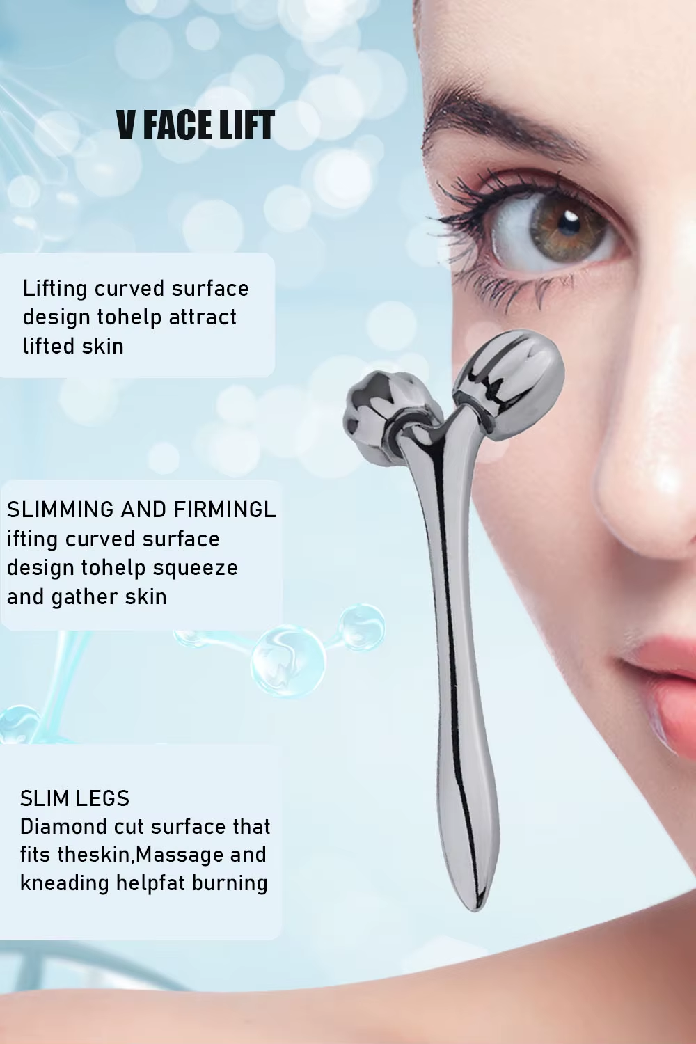 3D Massage Roller Stainless Steel Eye Removing Wrinkles Tightening Skin Massage Tool