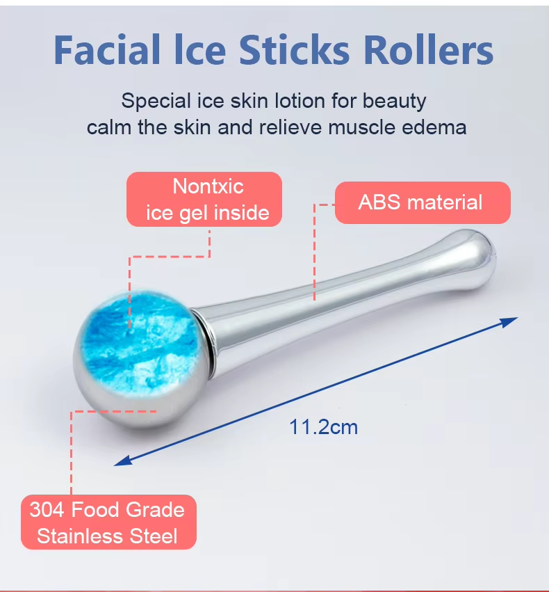 Beauty Ice Roller Face Eye Stainless Steel Ice Globe Rotatable Ball Freeze Cooling