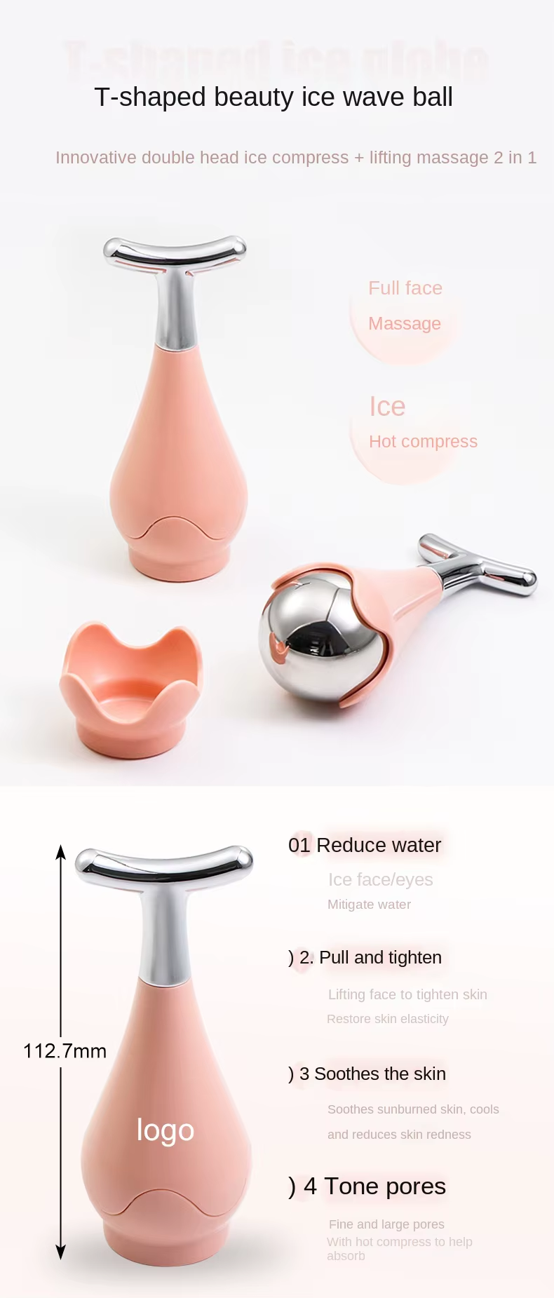 Cooling Cryo 3D Facial Roller Stainless Steel T-Bar Facial Ice Roller Anti Wrinkles Ice Globes