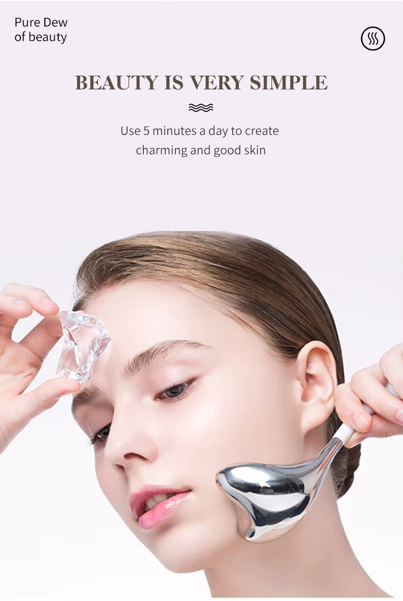 Face Lifting Beauty Metal Heart Shape Stainless Steel Ice Globes Cryo Gua Sha Cooling Massage