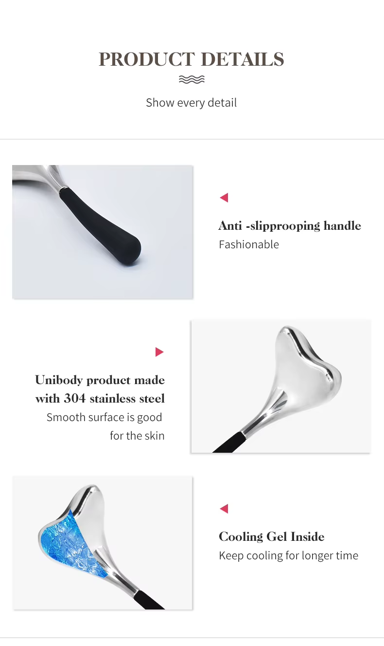 Face Lifting Beauty Metal Heart Shape Stainless Steel Ice Globes Cryo Gua Sha Cooling Massage