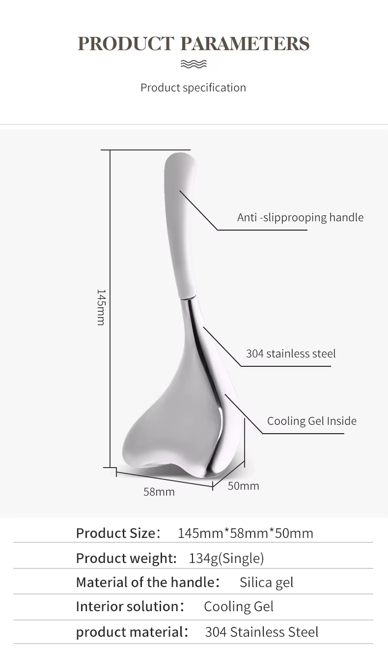 Face Lifting Beauty Metal Heart Shape Stainless Steel Ice Globes Cryo Gua Sha Cooling Massage