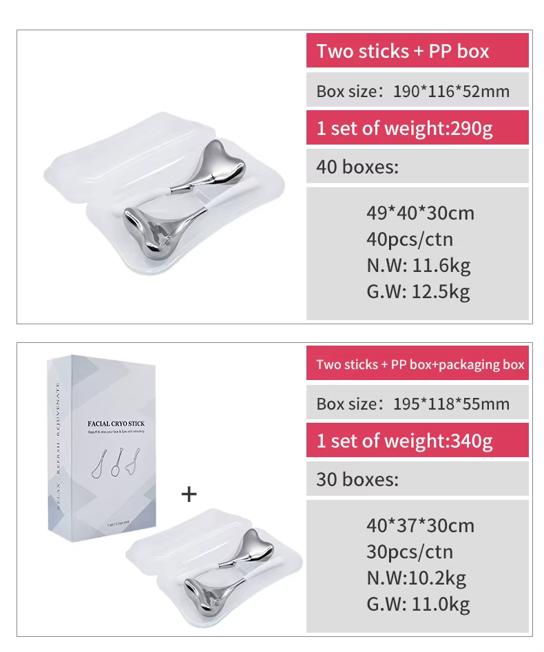 Face Lifting Beauty Metal Heart Shape Stainless Steel Ice Globes Cryo Gua Sha Cooling Massage