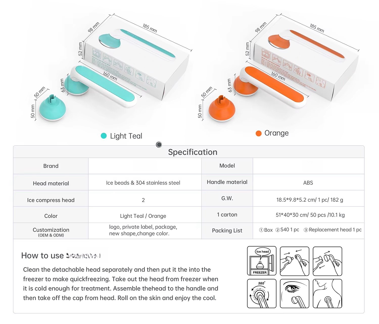 Ice Roller Face Massager Steel Derma Roller Head Home Travel