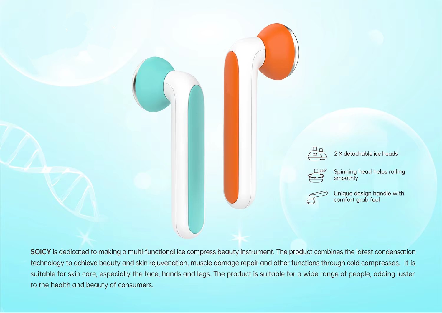 Ice Roller Face Massager Steel Derma Roller Head Home Travel