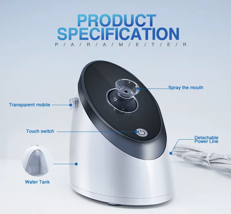 Professional Portable Hot Mist Nano Ionic Face Warm Steam Deeply Skin Sauna Facial Steamer