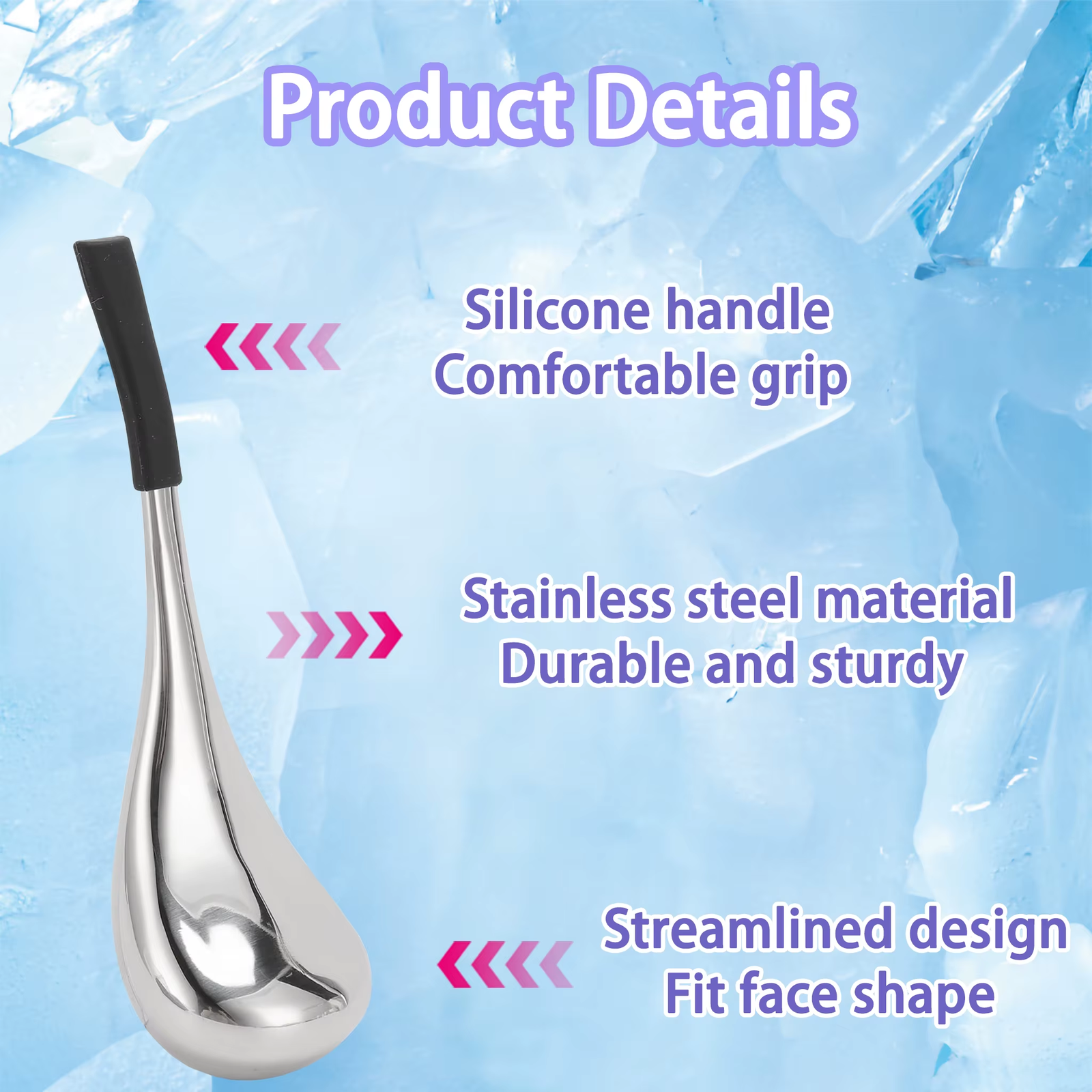 Stainless Steel Ice Globes Facial Ice Roller Massager Face Cooling Tighten Skin