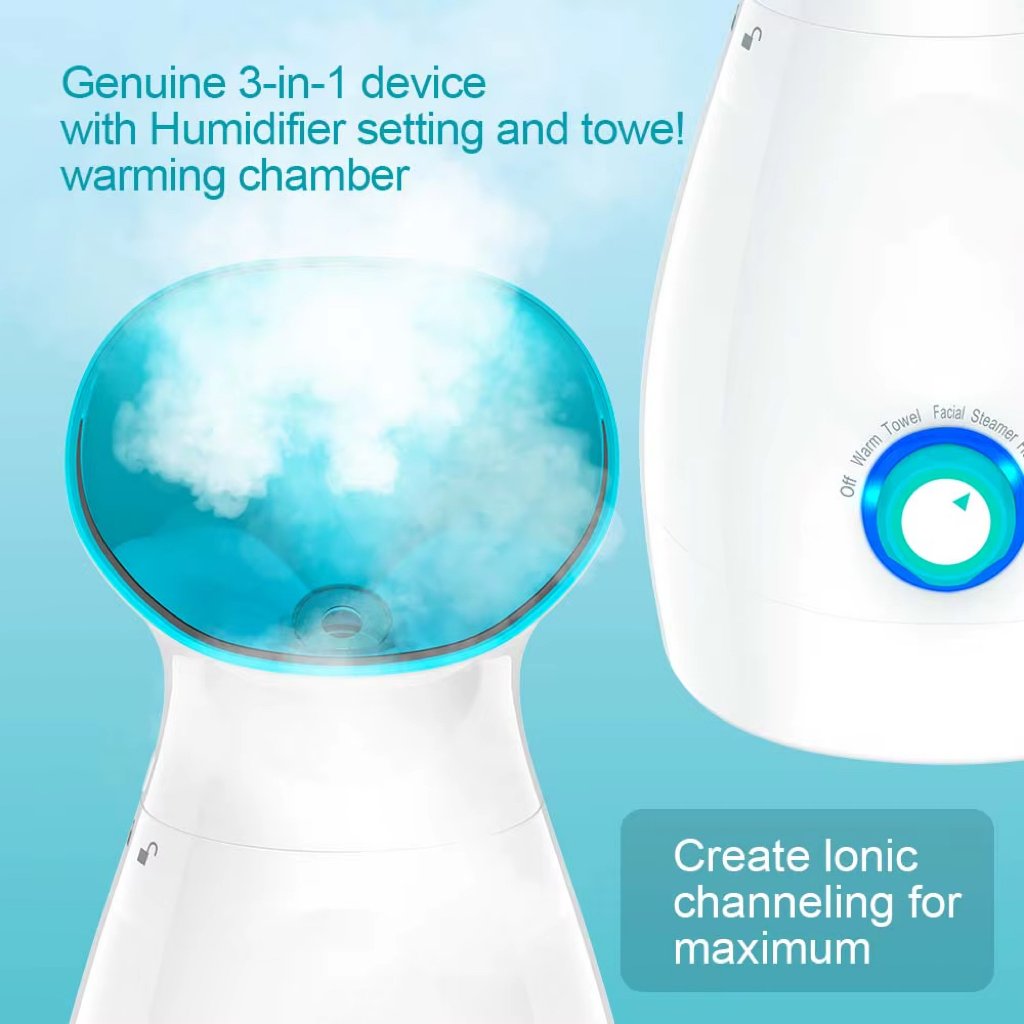 3 in 1 Facial Sauna Steamer Ionic Face Humidifier Facial Steamer With Towel