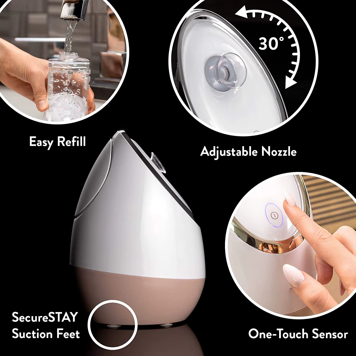 Professional Popular Sensor Touch Nano Ionic Facial Steamer Portable Spa Electric Face Steaming