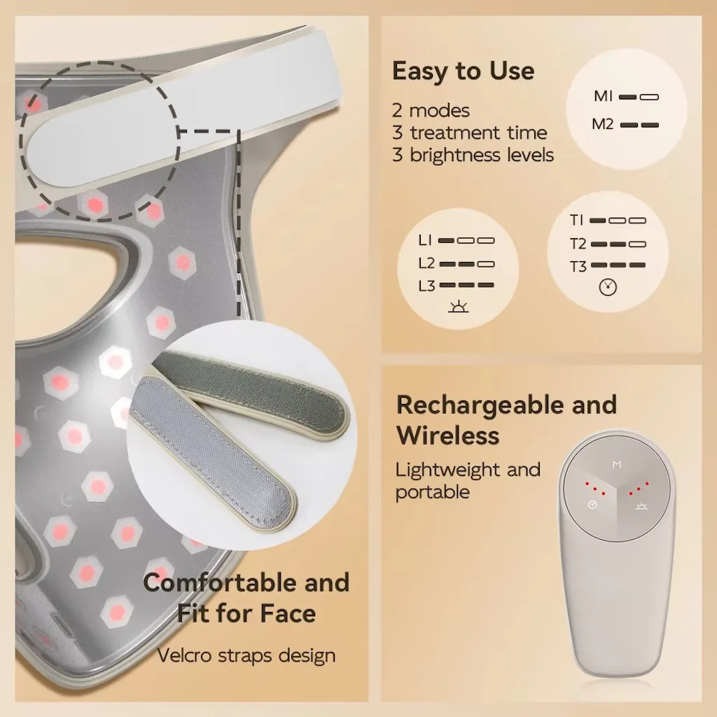 Comfortable Lightweight LED Face mask wireless control 