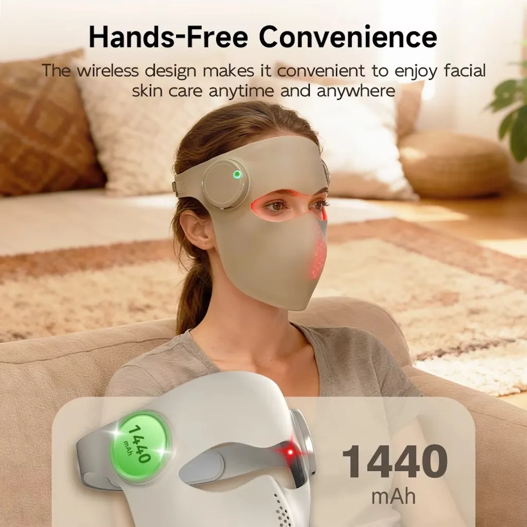 Hand free wireless 3D full coverage Photon LED light Face Mask