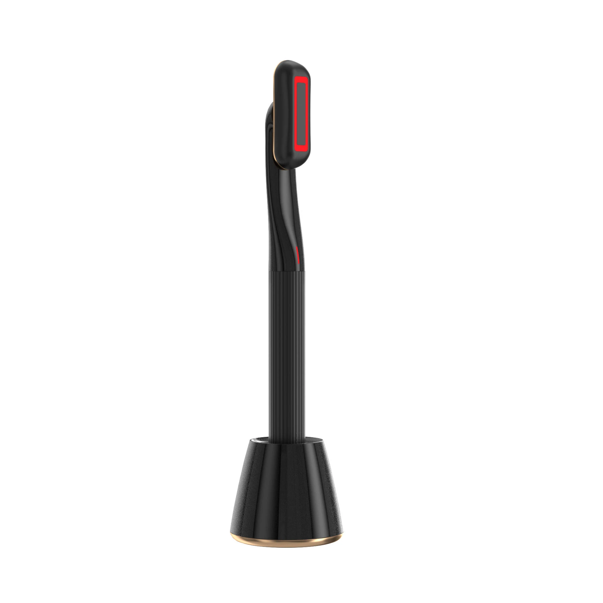 Black Electronic Heat Vibration Led Facial Wand with charging base bulk