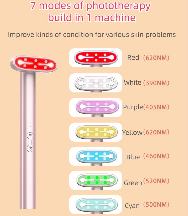 Red Light Face Wand With 7 Colors Lights Bulk